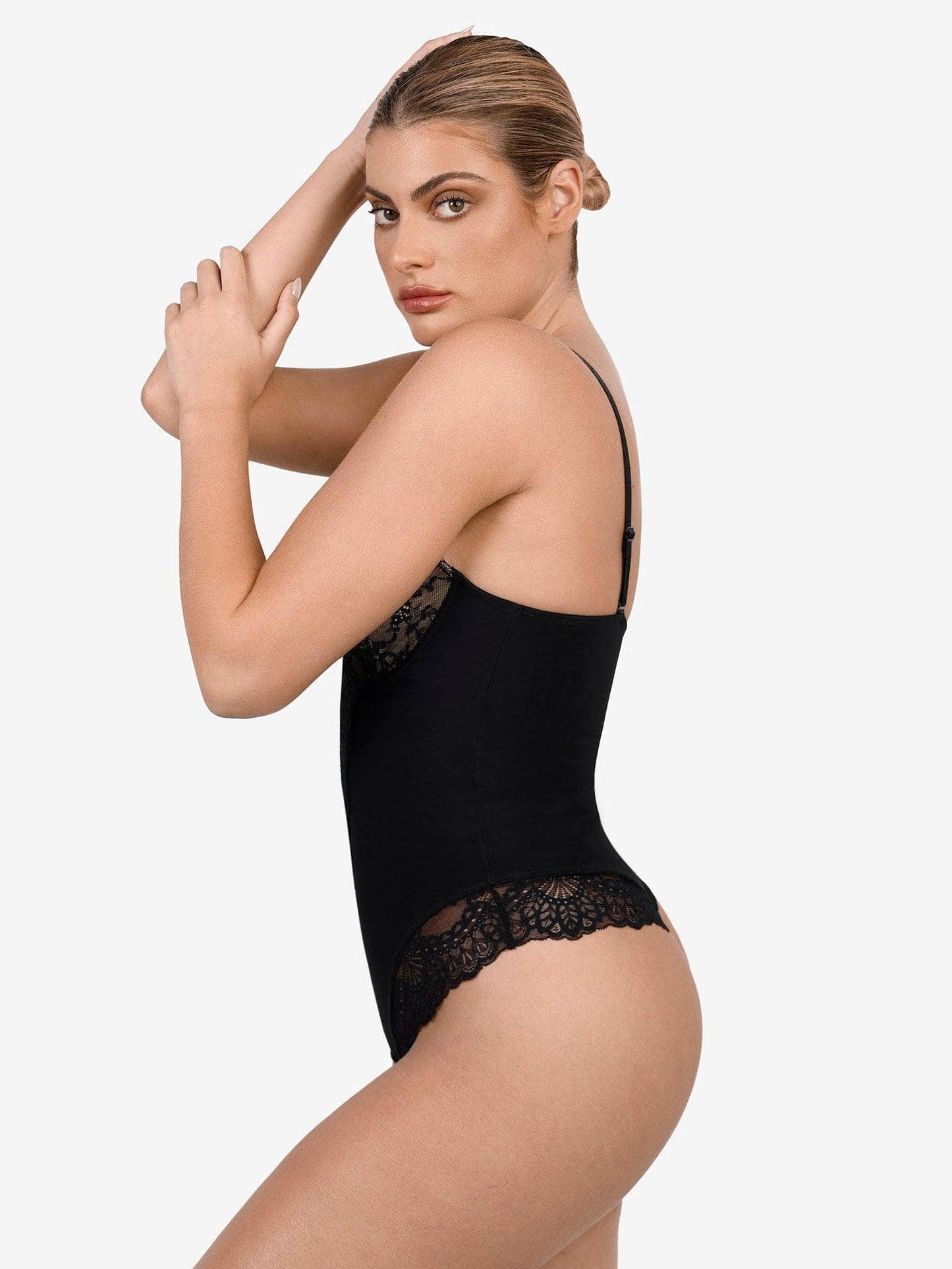 Body Sculptant en Dentelle à Col V Profond