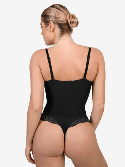 Body Sculptant en Dentelle à Col V Profond