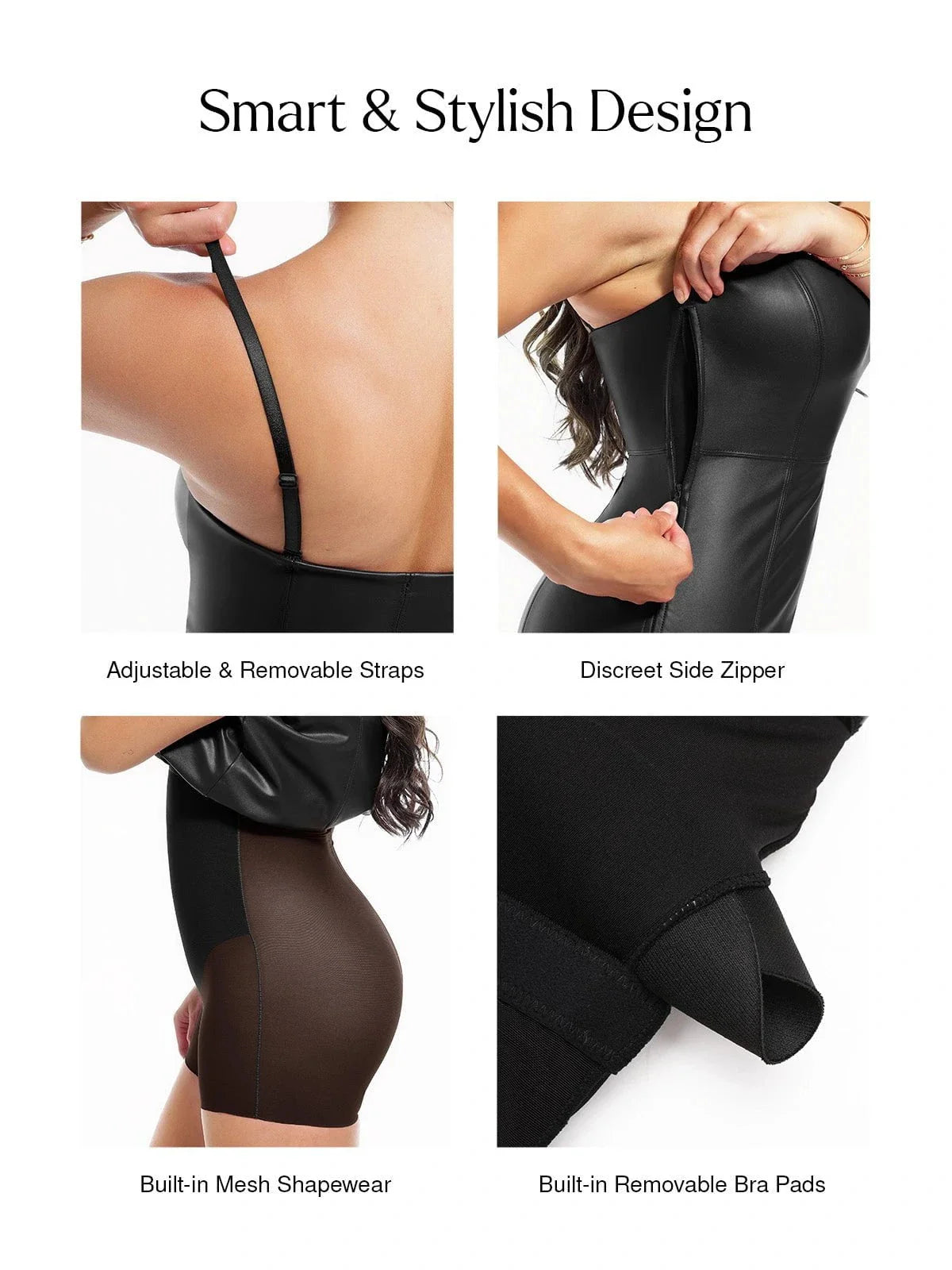 Robe en simili cuir sculptante à double port