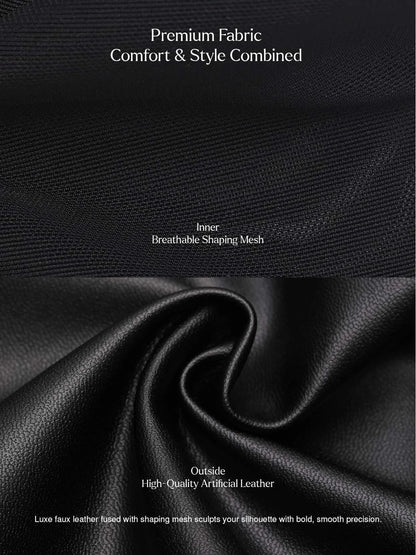 Robe en simili cuir sculptante à double port