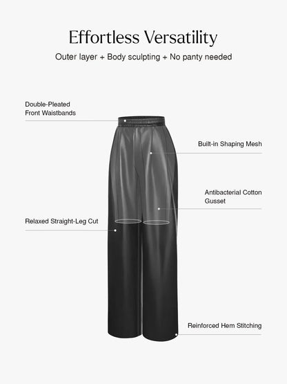 Pantalon large taille haute en simili cuir