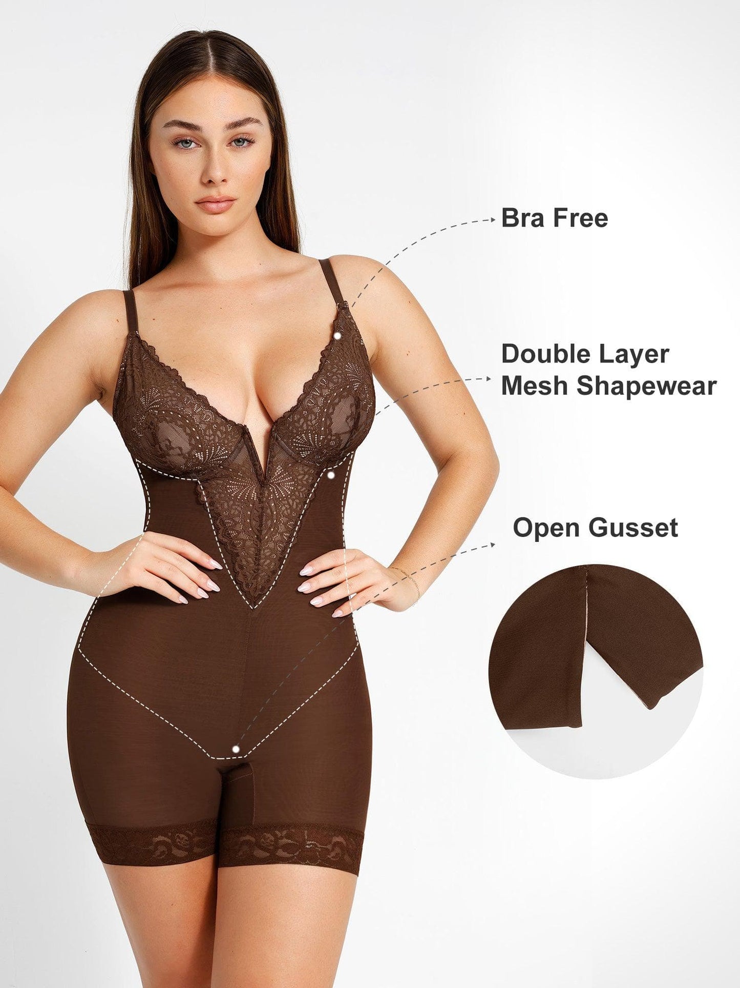 Body en Dentelle à Encolure Profonde en V ou Jupes en Similicuir