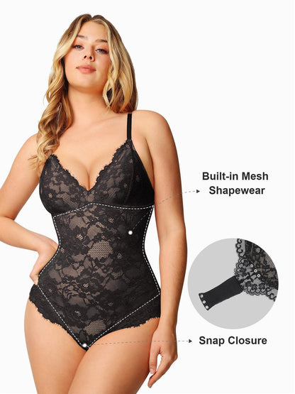 Body en Dentelle à Encolure Profonde en V ou Jupes en Similicuir