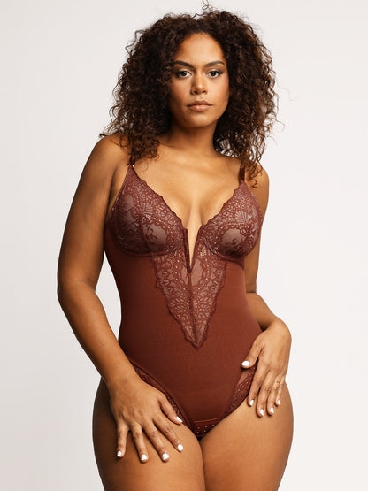 Body en Dentelle à Encolure Profonde en V ou Jupes en Similicuir