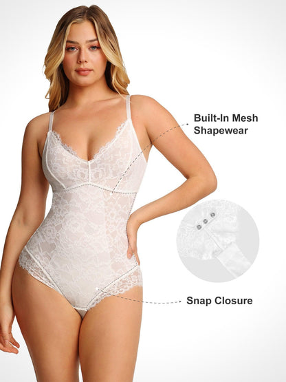 Body en dentelle intégrale sculptant avec contrôle ferme