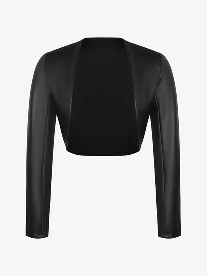 Veste Boléro en Similicuir à Manches Longues