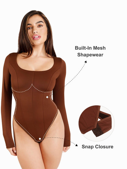 Body Shapewear à Manches Longues avec Contrôle du Ventre