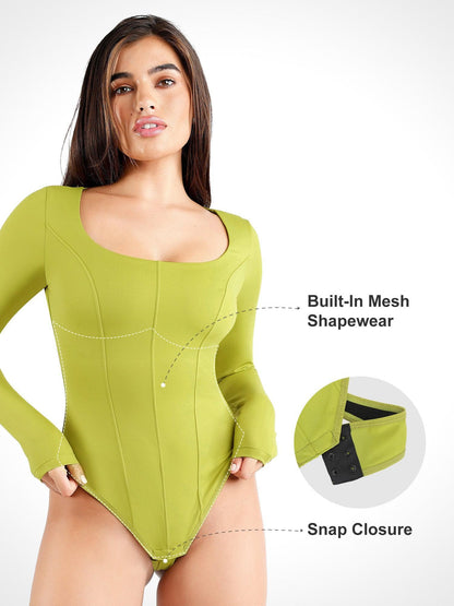 Body Shapewear à Manches Longues avec Contrôle du Ventre