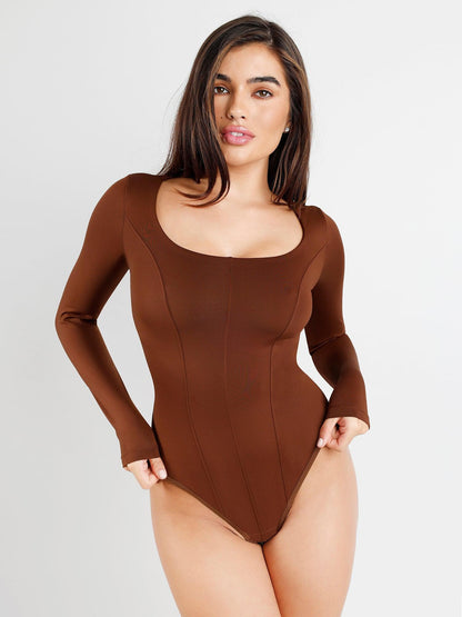 Body Shapewear à Manches Longues avec Contrôle du Ventre