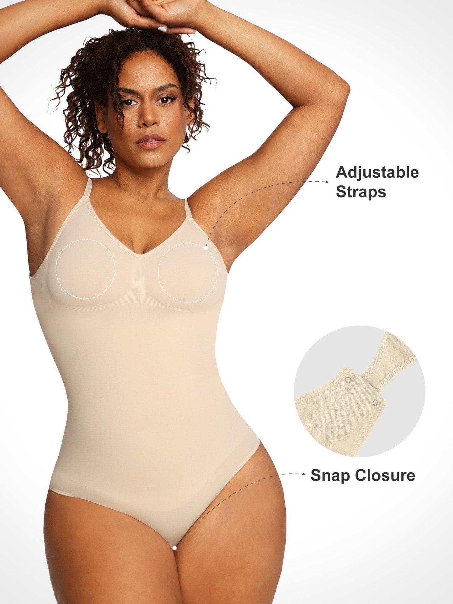 Body sculptant sans couture à dos bas et contrôle du ventre