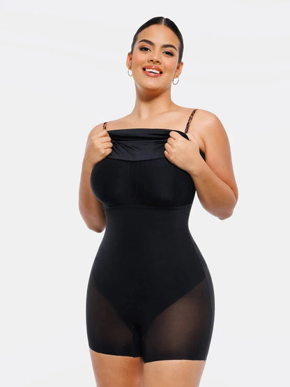 Popilush X Angela Shapewear Robe Slip en Maille avec Contrôle du Ventre et Bretelles Ajustables