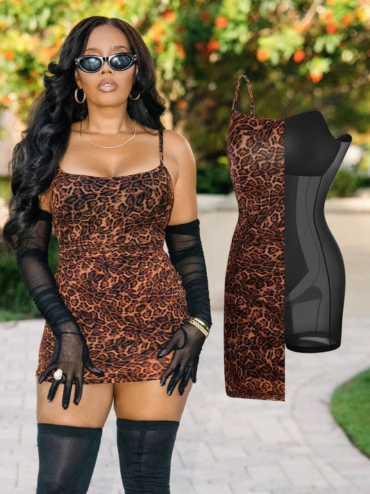 Popilush X Angela Shapewear Robe Slip en Maille avec Contrôle du Ventre et Bretelles Ajustables