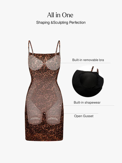 Popilush X Angela Shapewear Robe Slip en Maille avec Contrôle du Ventre et Bretelles Ajustables