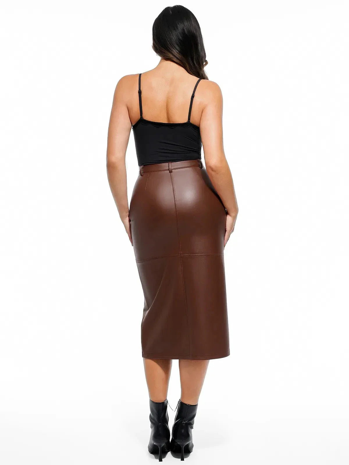 Jupe Contour Sculptée en Cuir Synthétique