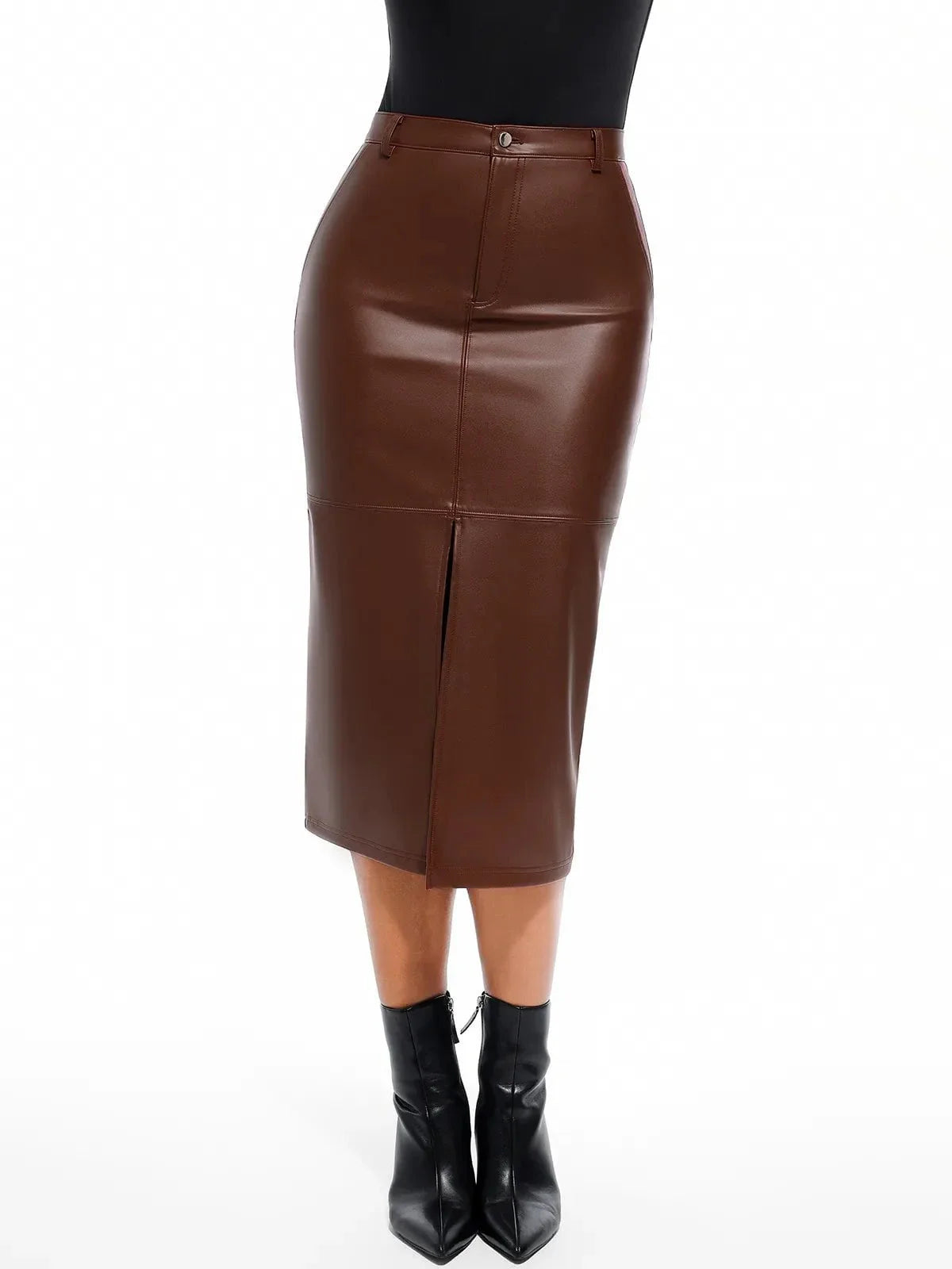 Jupe Contour Sculptée en Cuir Synthétique