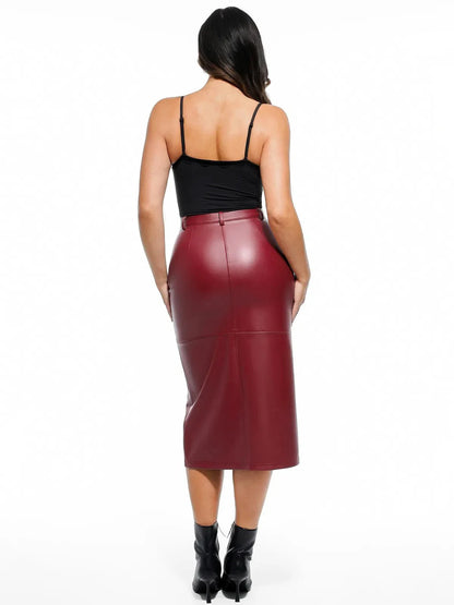 Jupe Contour Sculptée en Cuir Synthétique