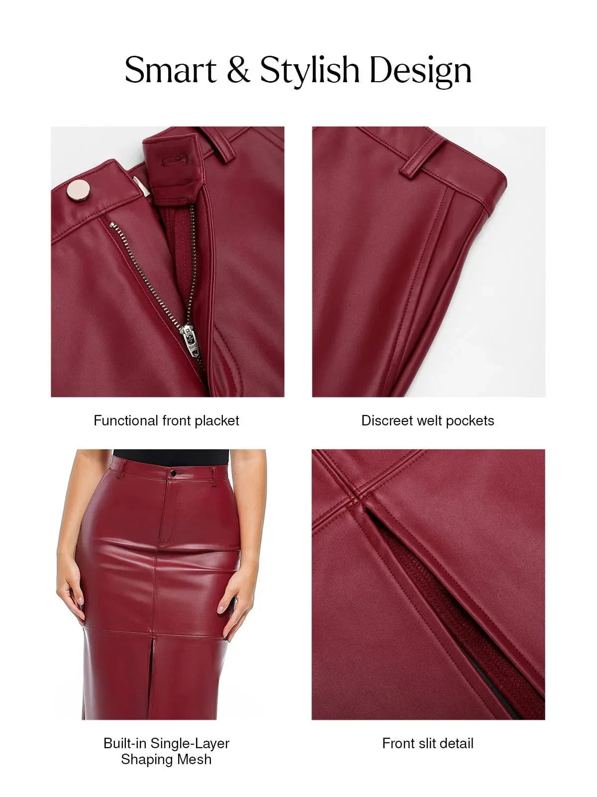 Jupe Contour Sculptée en Cuir Synthétique