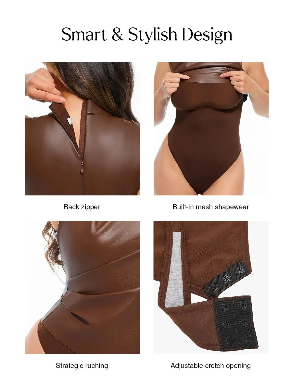 Body en simili cuir sculptant 3-en-1