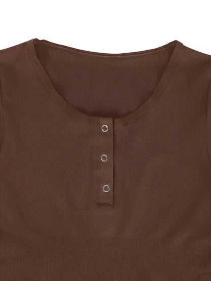 Body Henley à Manches Longues en Modal Sans Couture