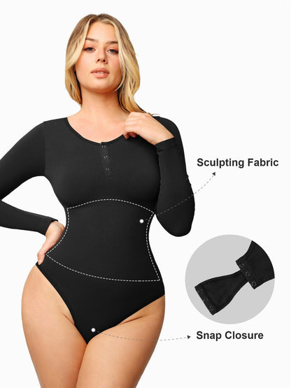 Body Henley à Manches Longues en Modal Sans Couture