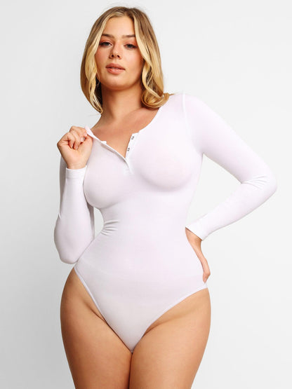 Body Henley à Manches Longues en Modal Sans Couture