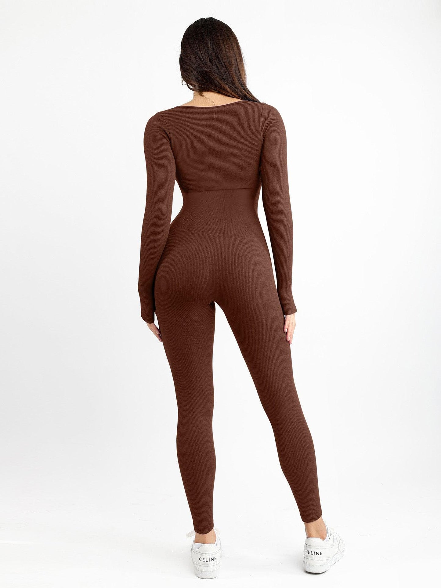 Combinaison Longue à Manches avec Trou pour le Pouce Sans Couture