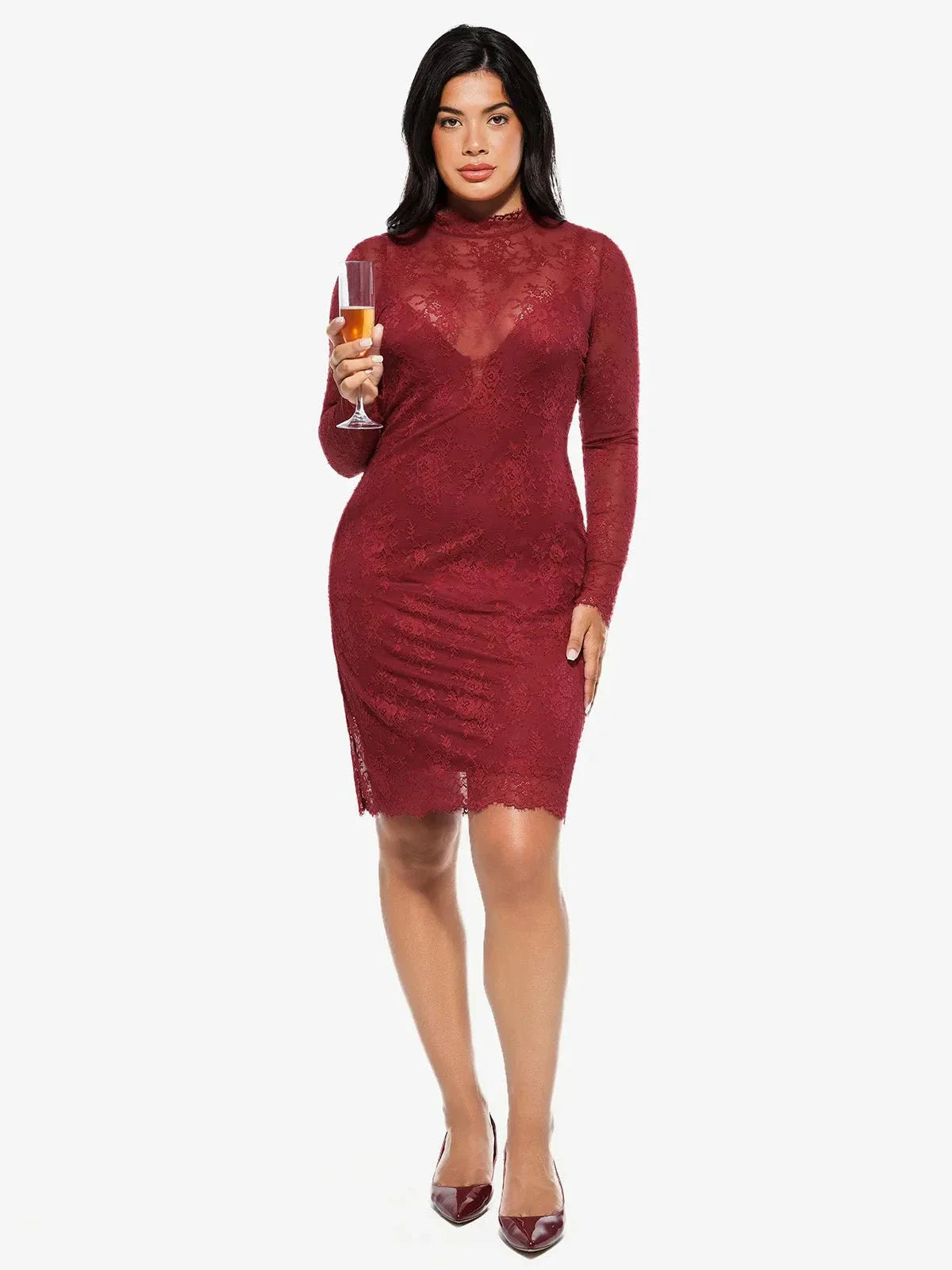 Robe Sculptante en Dentelle 2-en-1