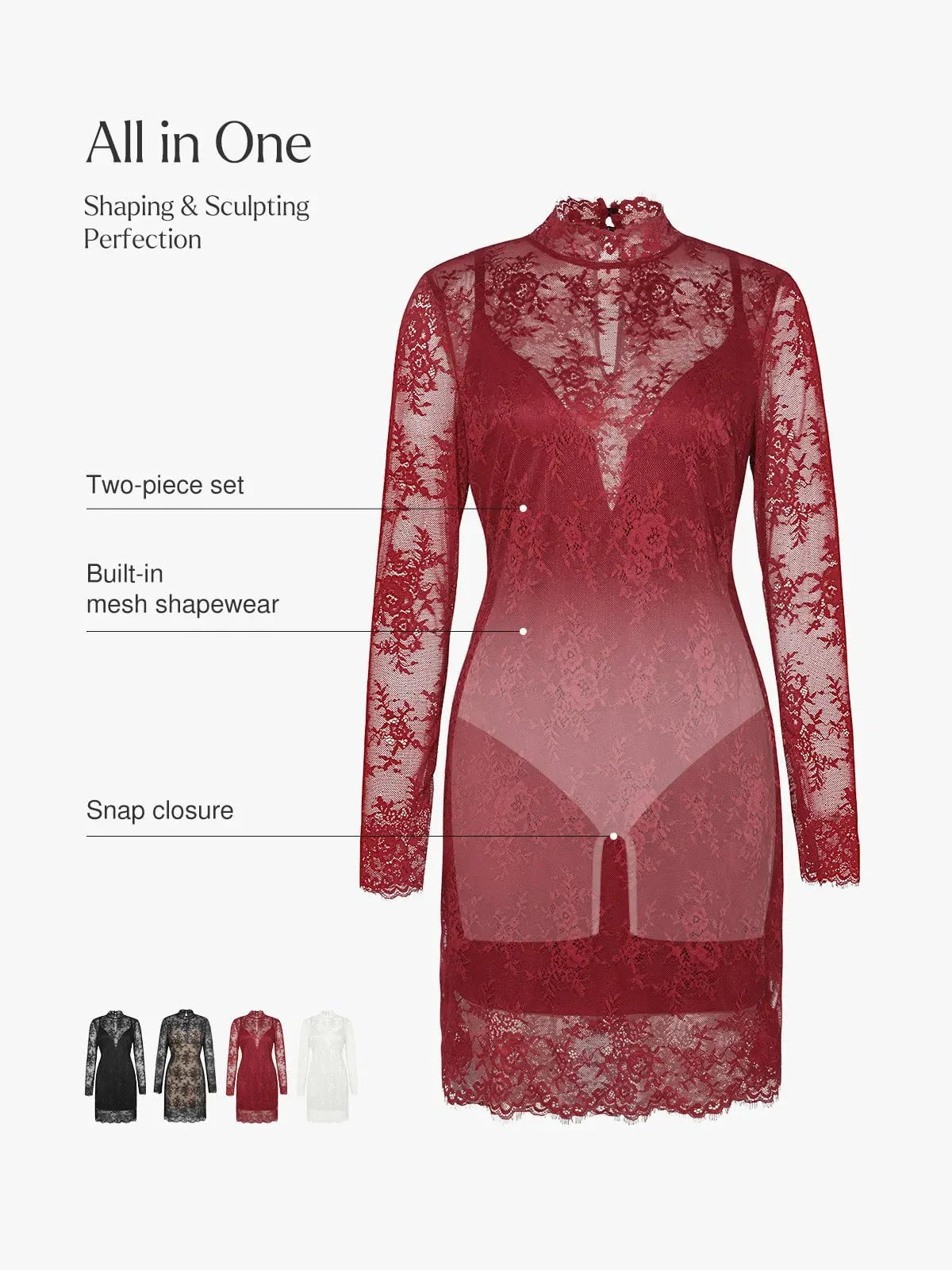 Robe Sculptante en Dentelle 2-en-1