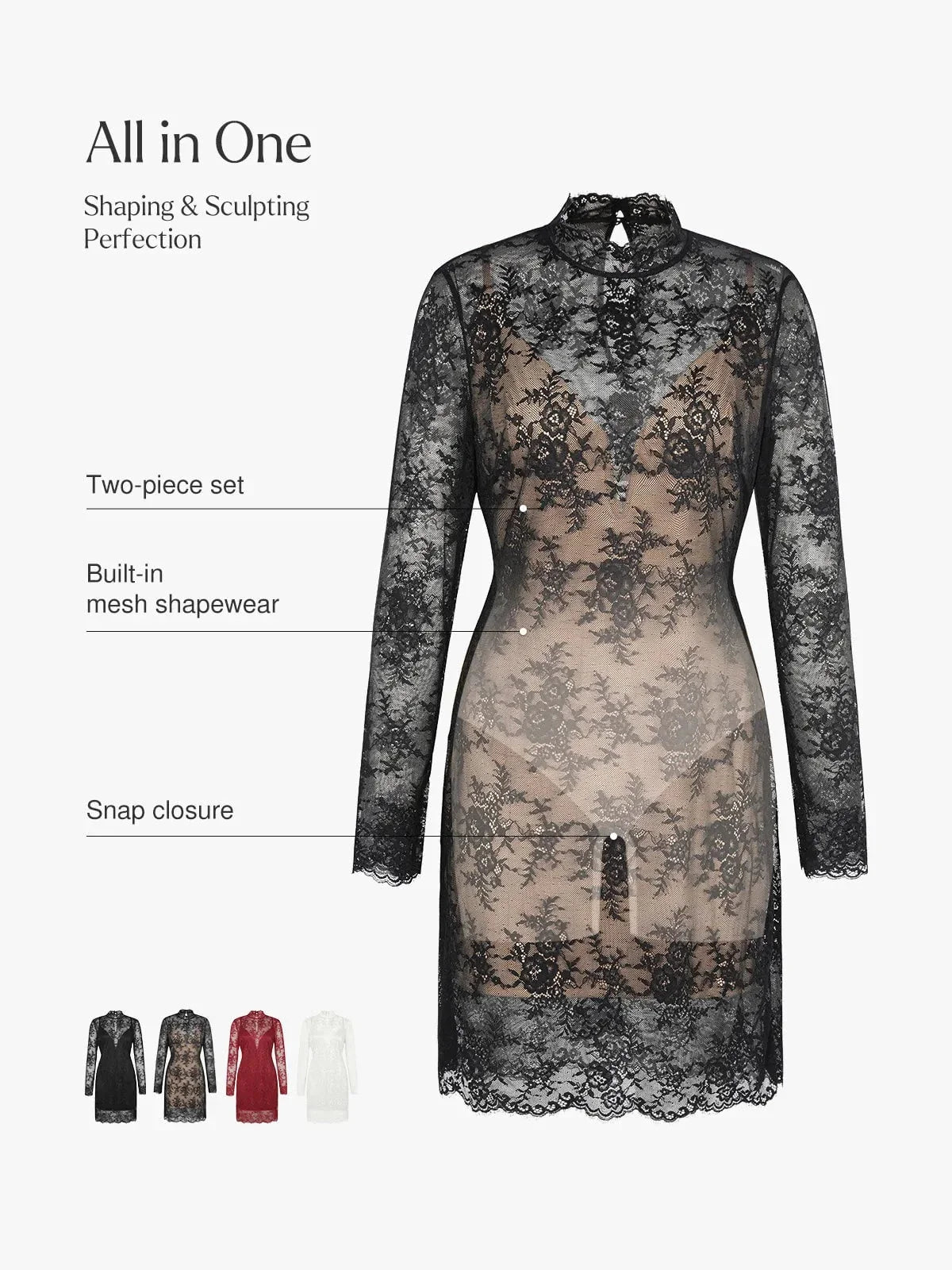 Robe Sculptante en Dentelle 2-en-1