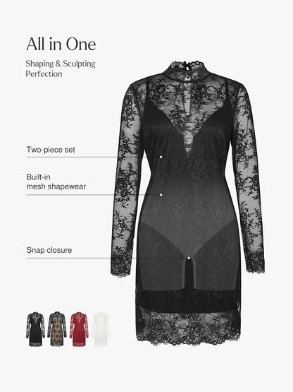 Robe Sculptante en Dentelle 2-en-1