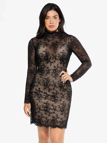 Robe Sculptante en Dentelle 2-en-1