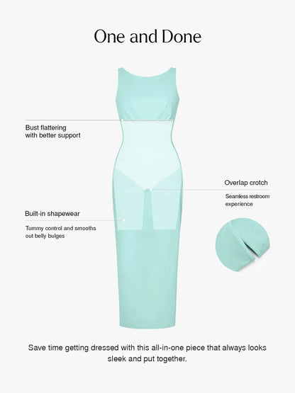 Robe Maxi Sculptante Drapée à Encolure Bateau