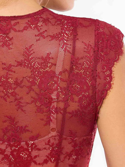 Robe Maxi en Dentelle Florale Boho avec Fente Frontale
