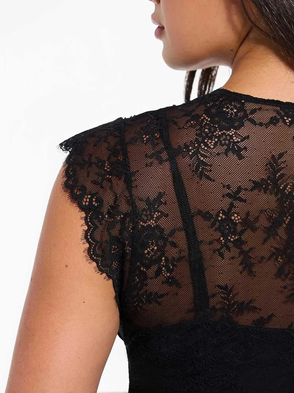 Robe Maxi en Dentelle Florale Boho avec Fente Frontale