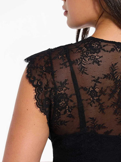 Robe Maxi en Dentelle Florale Boho avec Fente Frontale
