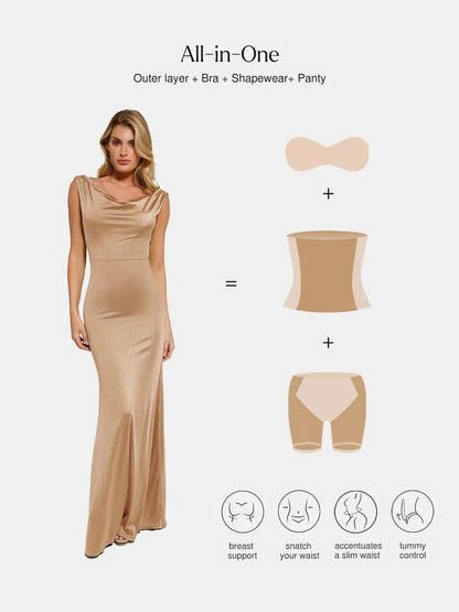 Robe Sirène Sculptante Shapewear Convertible Brillante