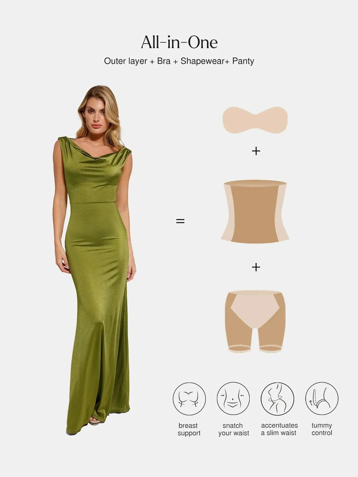Robe Sirène Sculptante Shapewear Convertible Brillante
