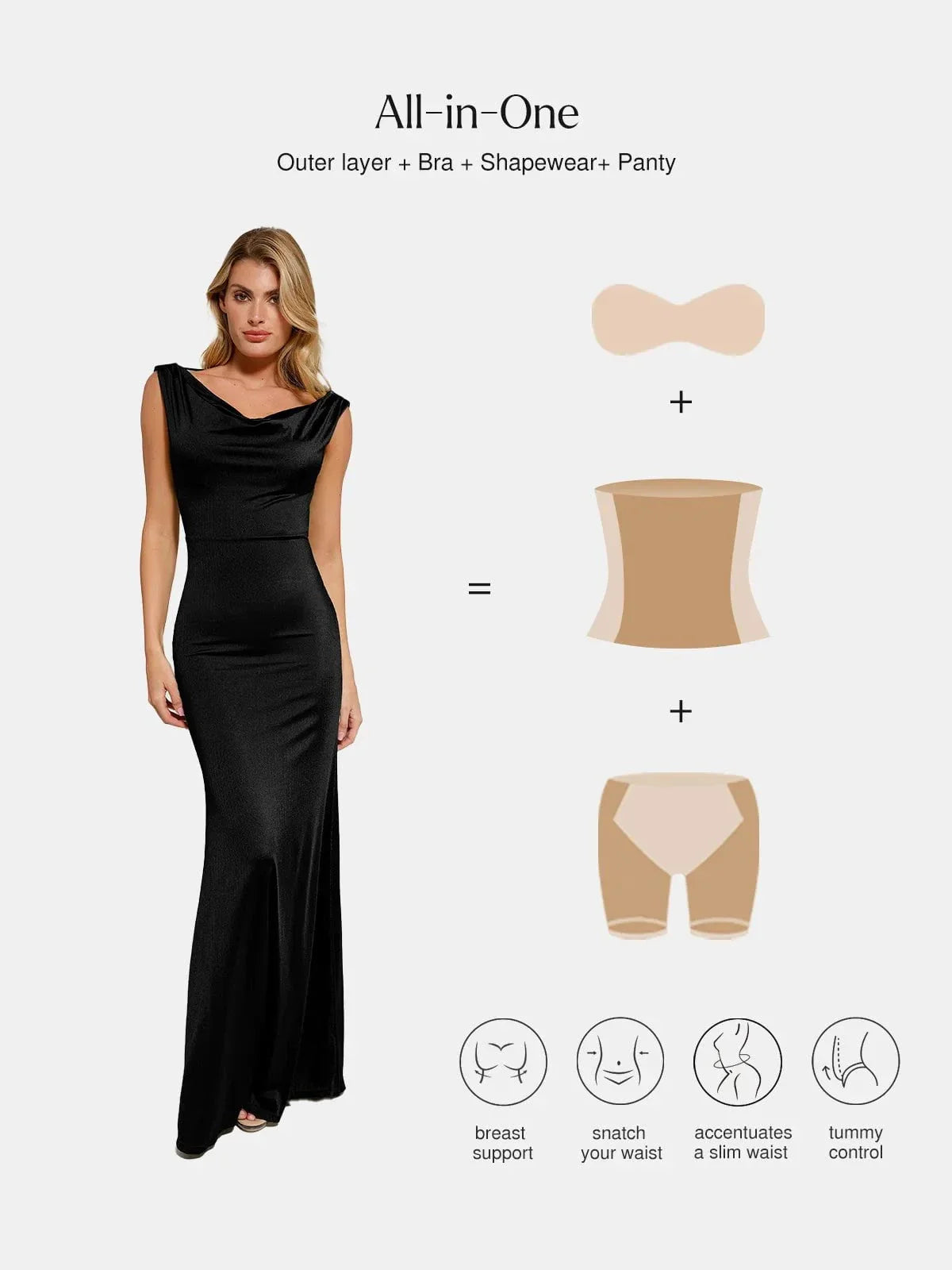 Robe Sirène Sculptante Shapewear Convertible Brillante