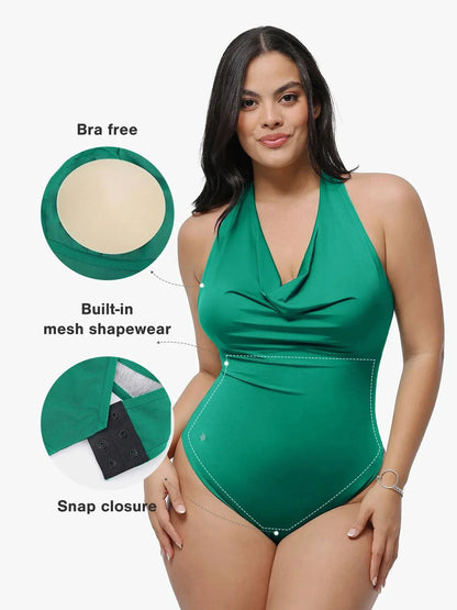 Body de Contrôle du Ventre à Col Cowl