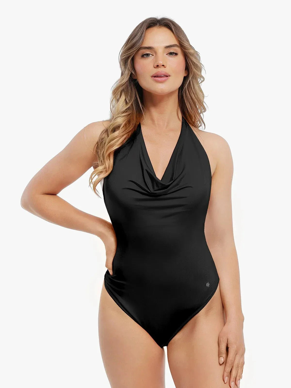 Body de Contrôle du Ventre à Col Cowl