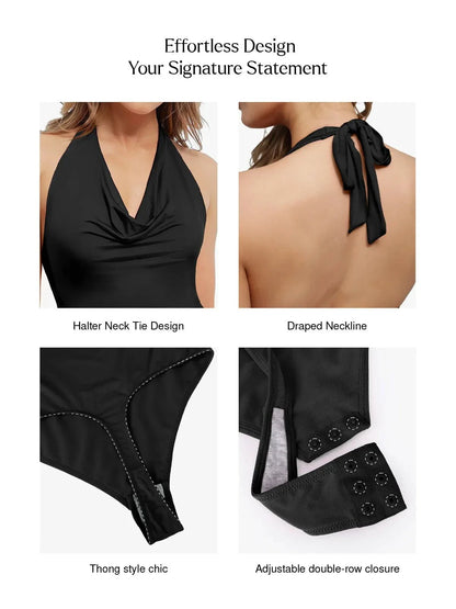 Body de Contrôle du Ventre à Col Cowl