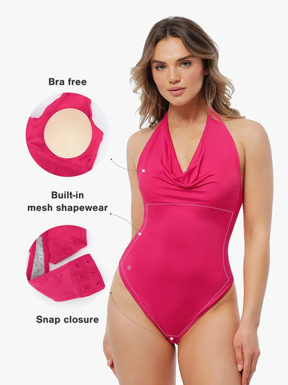 Body de Contrôle du Ventre à Col Cowl
