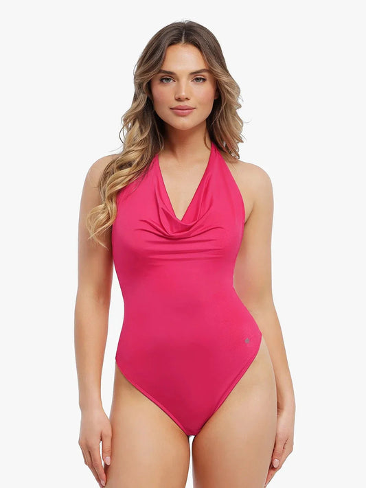 Body de Contrôle du Ventre à Col Cowl