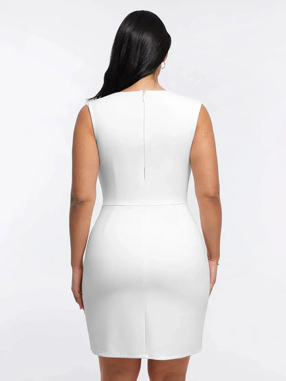 Robe Midi Sculptante à Encolure Carrée