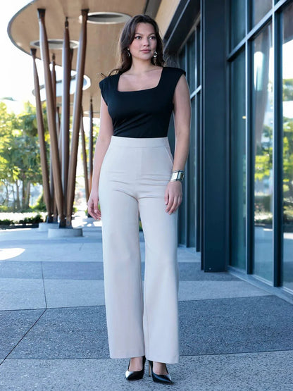 Pantalons Ponte Large à Taille Haute Shapewear Executive