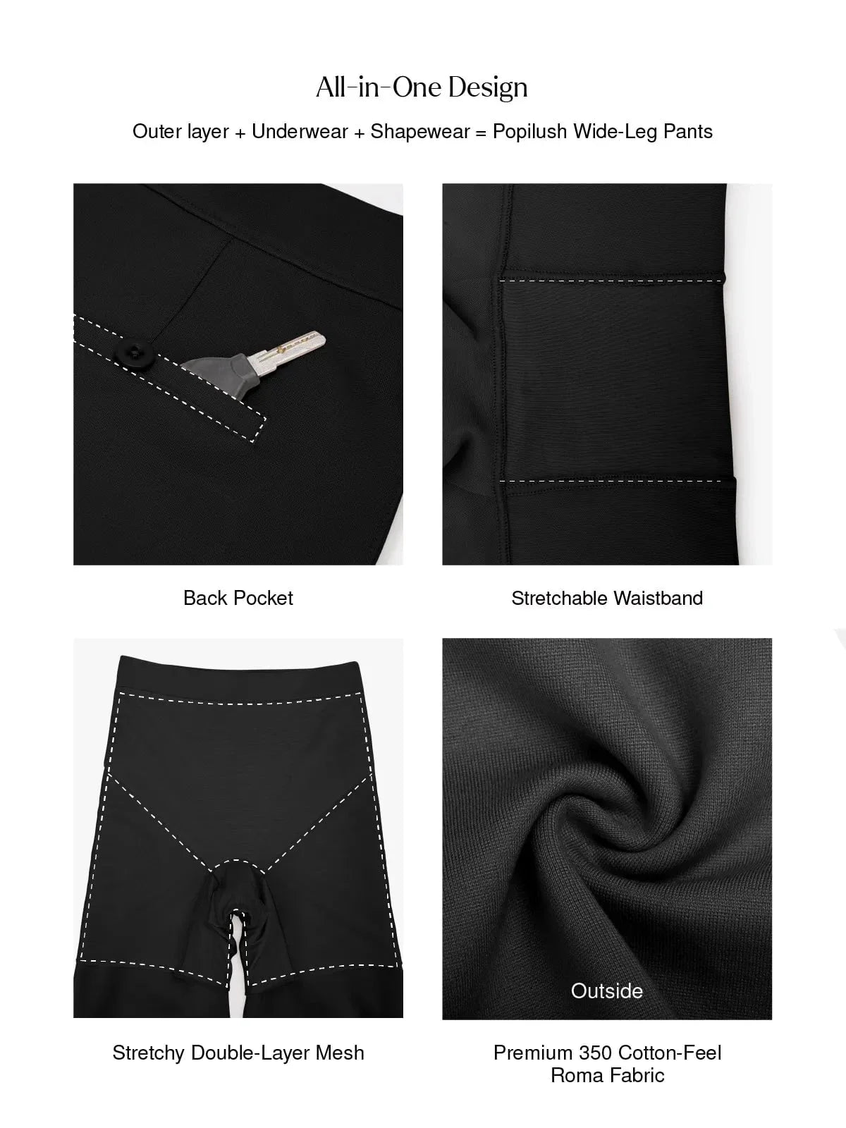 Pantalons Ponte Large à Taille Haute Shapewear Executive