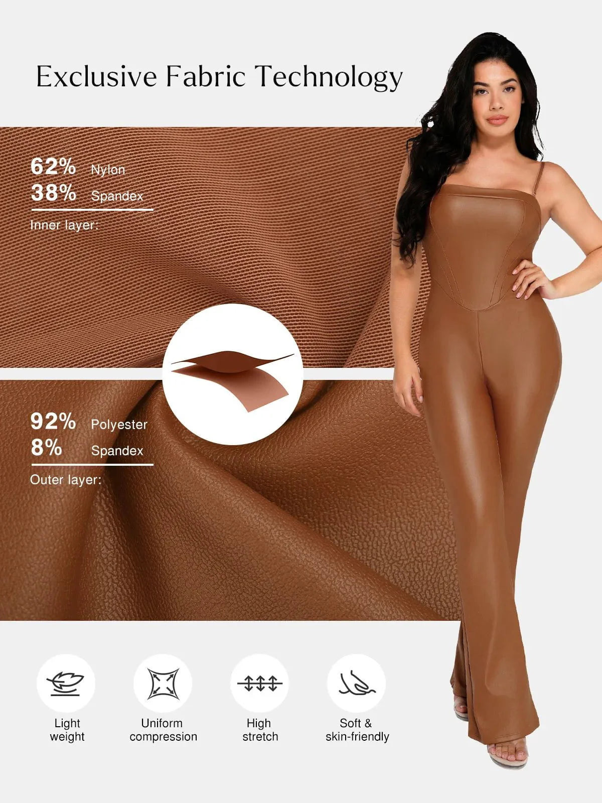 Combinaison Sculptante en Similicuir avec Corset