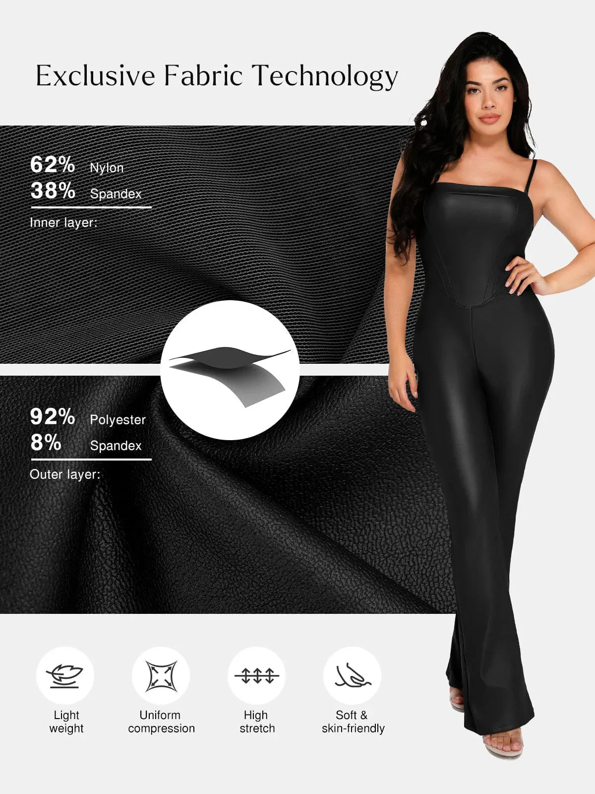 Combinaison Sculptante en Similicuir avec Corset