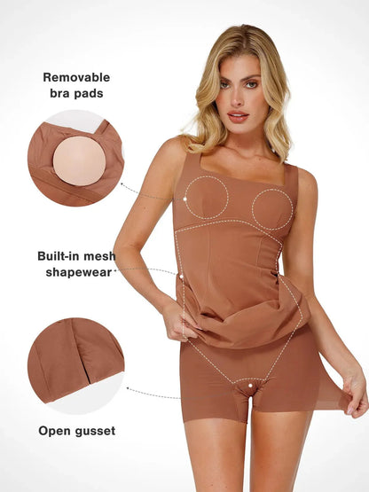 Robe Midi Sculptante à Fente en Faux Nubuck