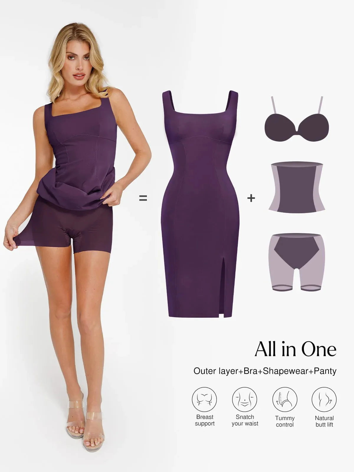Robe Midi Sculptante à Fente en Faux Nubuck